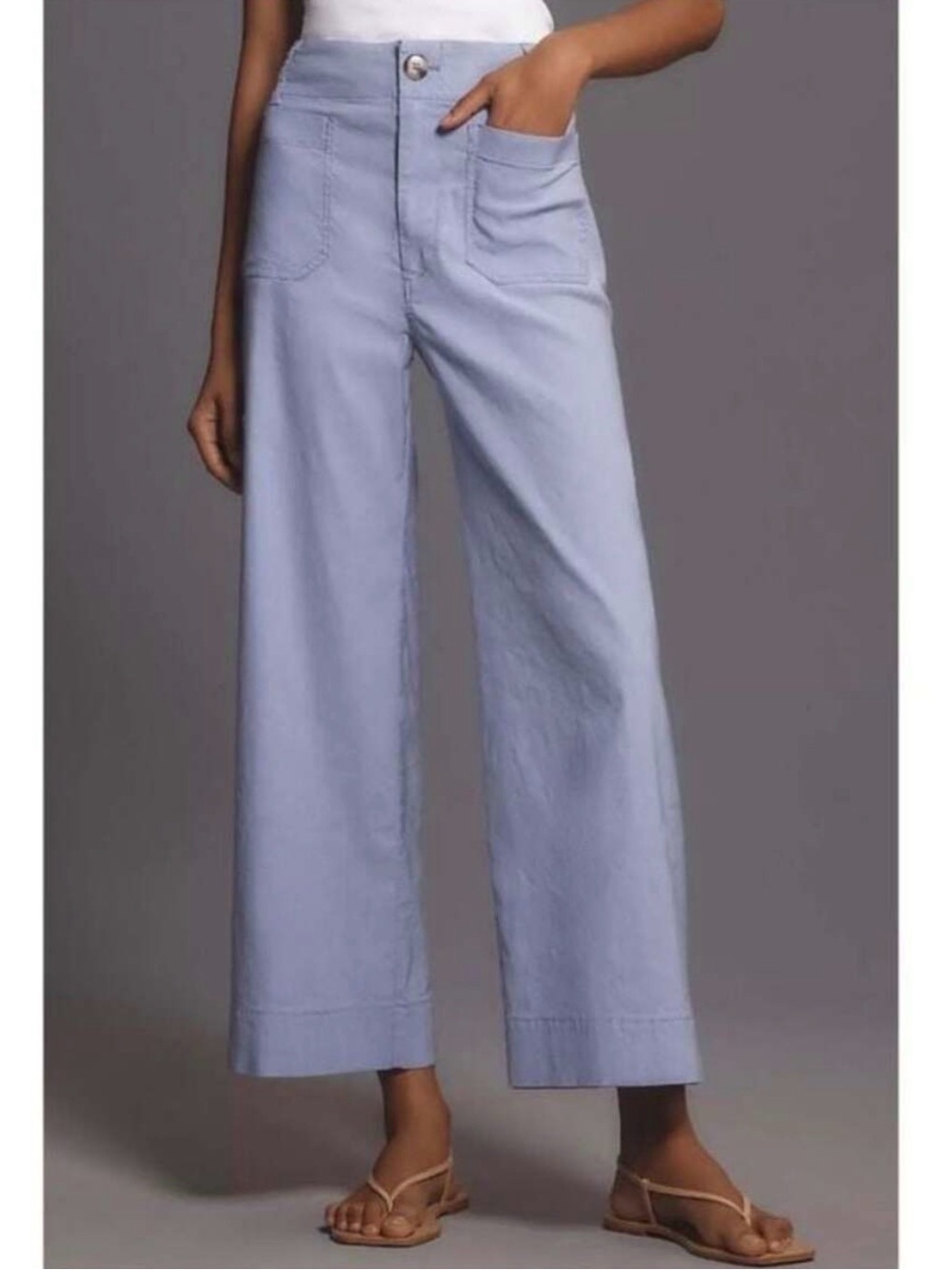 Maeve The Colette Cropped Wide-Leg Pants in Light Purple 30